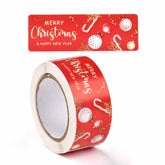 Paper Stickers 3x1 Inch / 7.5x2.5 CM (1 Roll, 120 Stickers) Christmas New Year Wishes Theme Rectangle Multicolor Gift Packing Tags